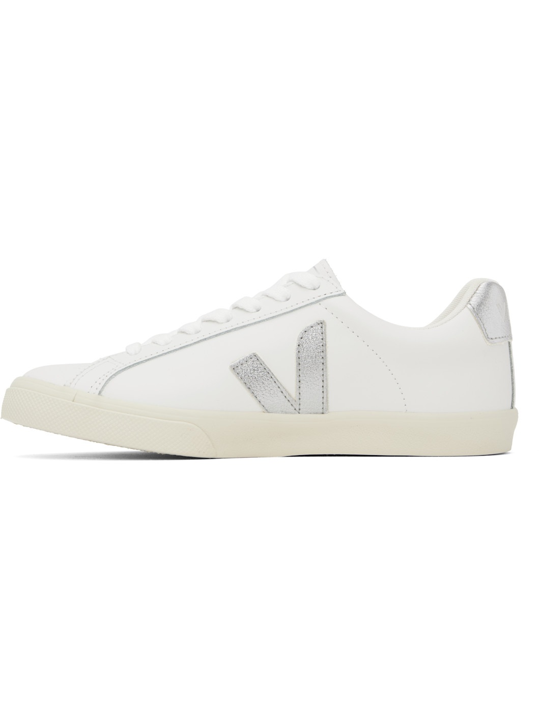 White & Silver Esplar Leather Sneakers - 3