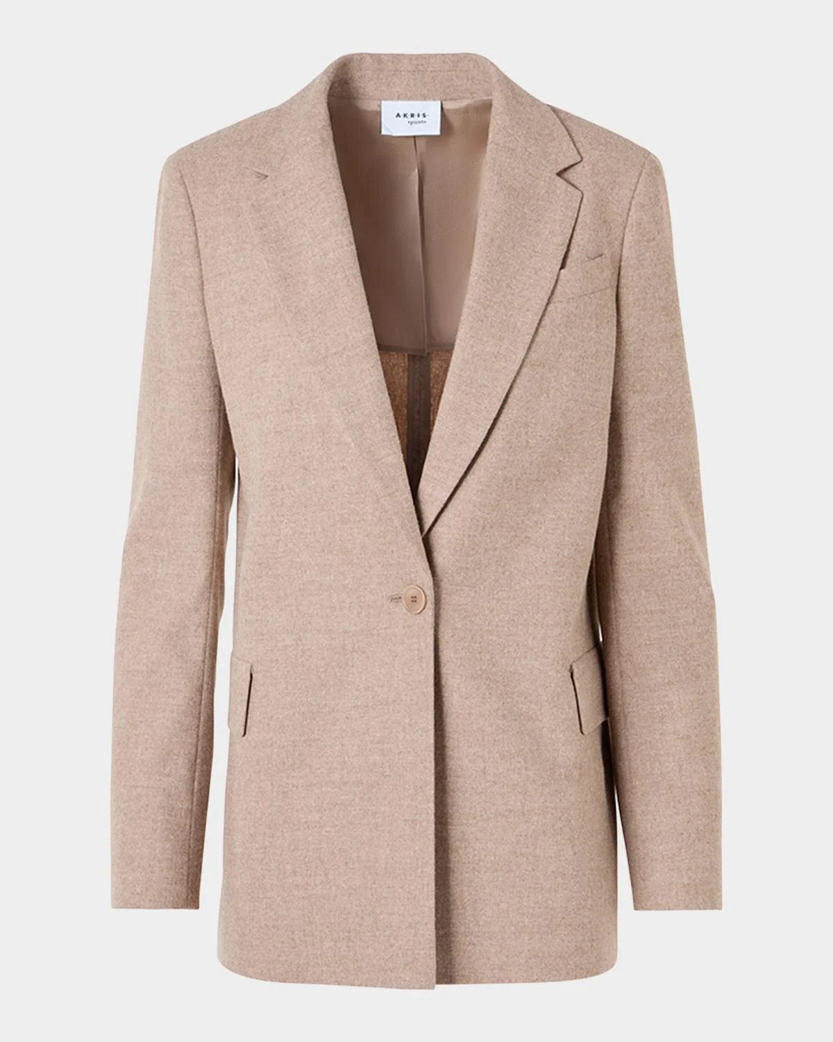 Wool Single-Breasted Boyfriend Blazer Jacket - 1