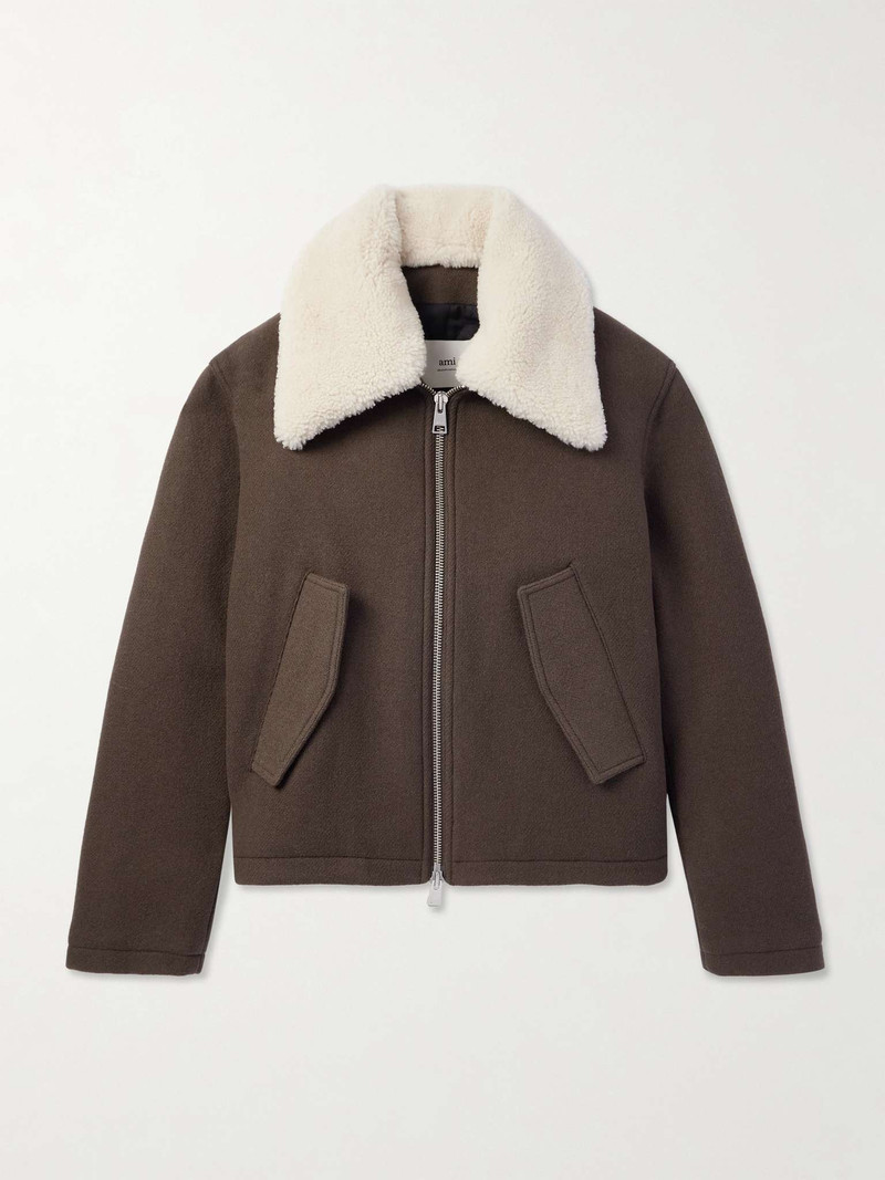 Shearling-Trimmed Wool Jacket 1