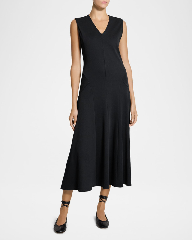 Theory Easy Sleeveless Cotton V-Neck Midi Dress outlook