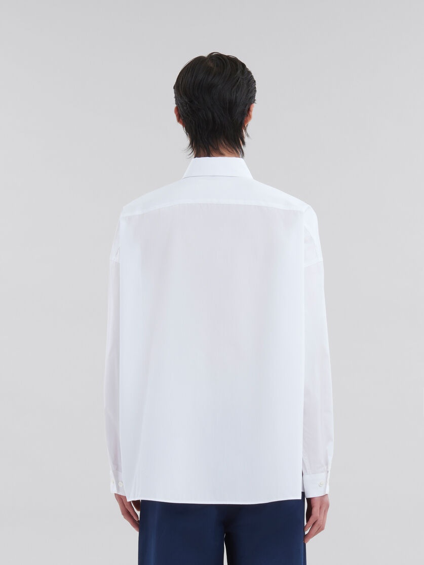 WHITE ORGANIC POPLIN SHIRT WITH PEEPING MARNI LOGO - 3