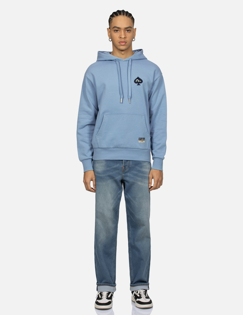 EVISU DARUMA AND GODHEAD EMBROIDERED BADGES RELAX FIT HOODIE outlook