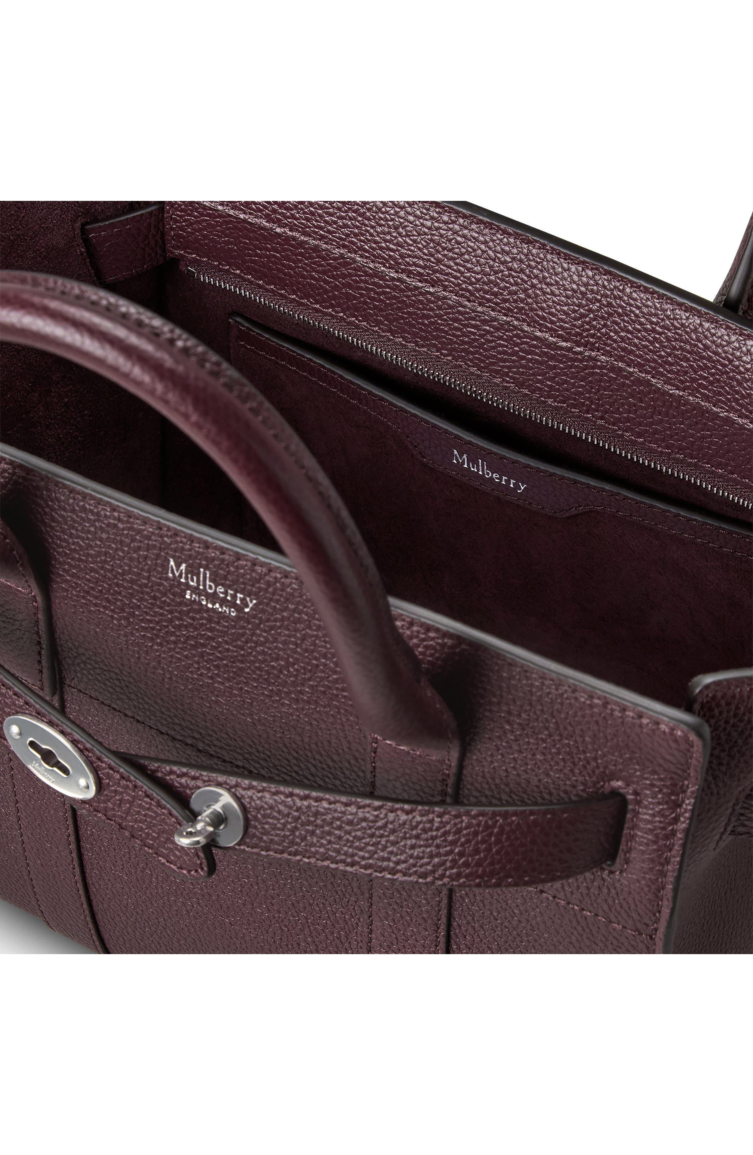 Mulberry Mini Zipped Bayswater Leather Tote in Black Cherry at Nordstrom - 4