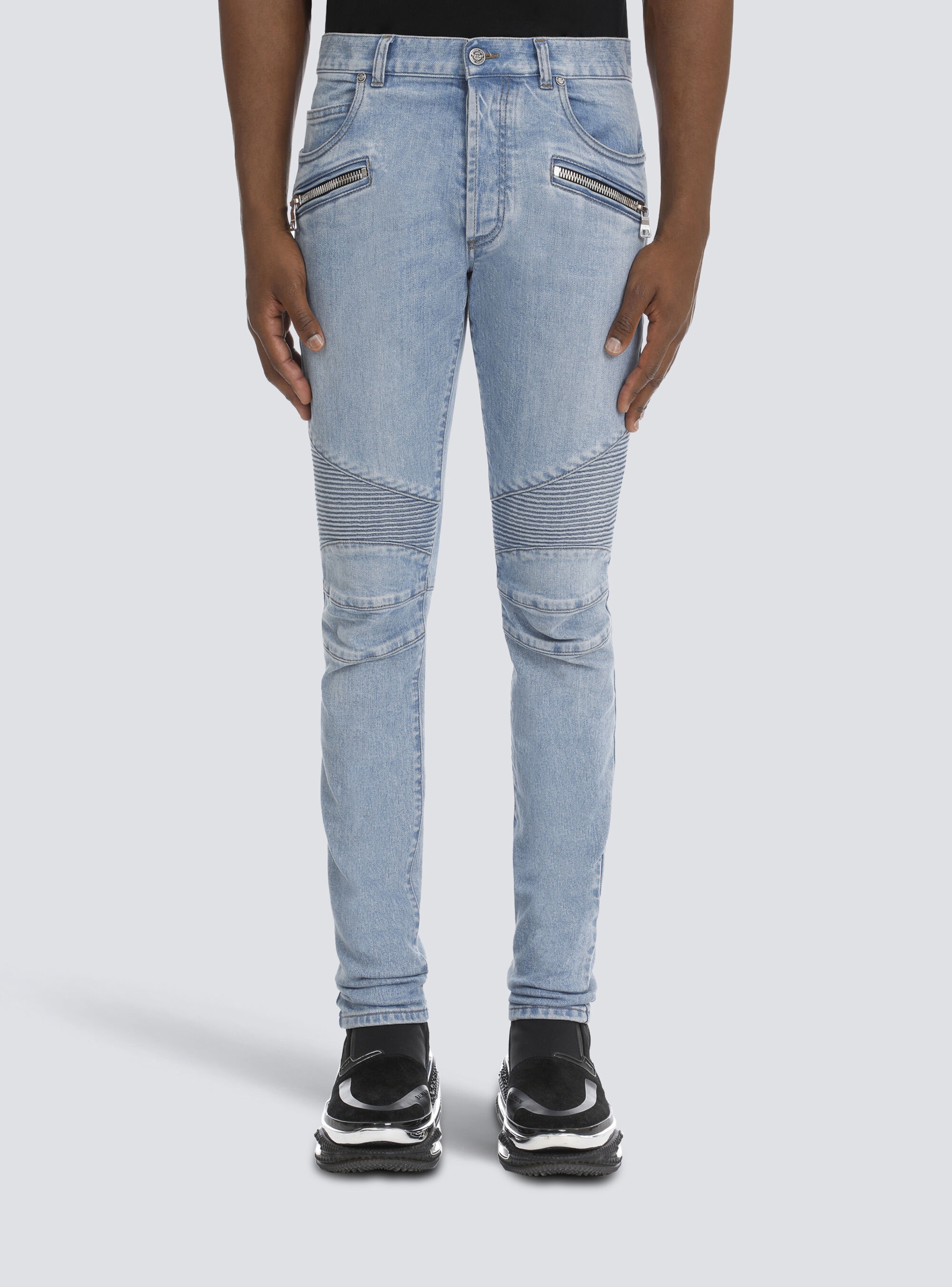Slim cotton jeans with Balmain monogram - 6