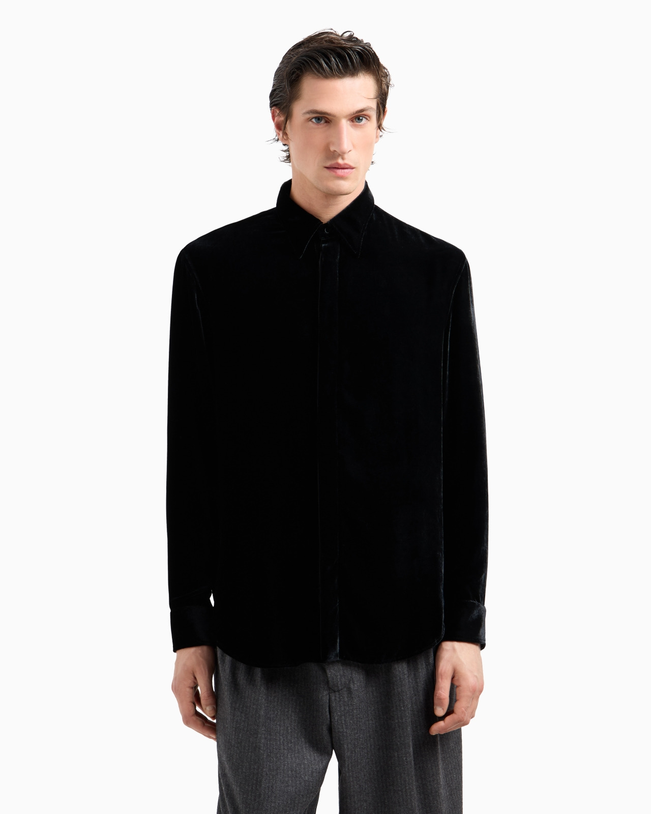 Slim-fit velvet shirt - 4