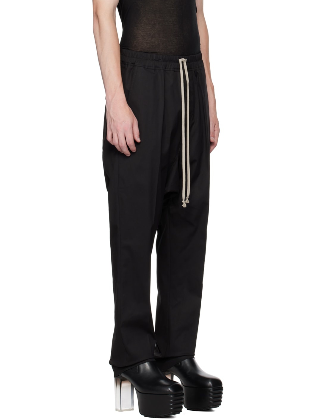 Black Drawstring Long Trousers - 2