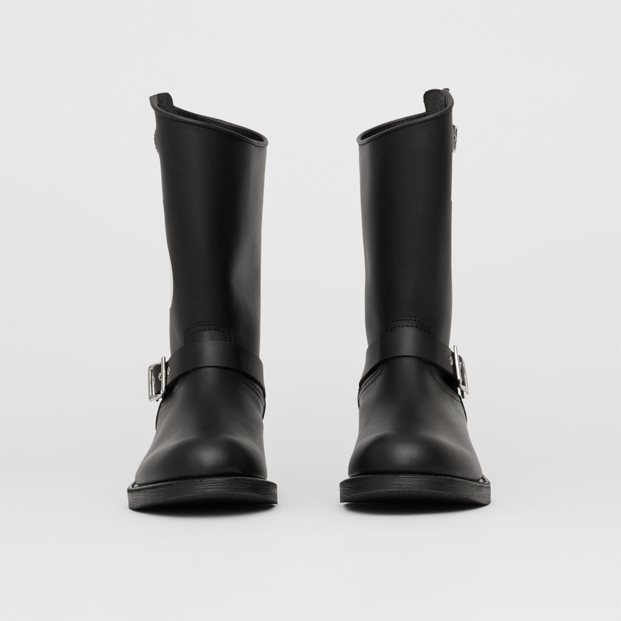 TB Motif Leather Biker Boots - 5