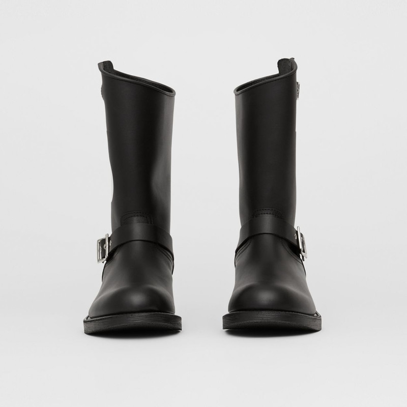 TB Motif Leather Biker Boots 5