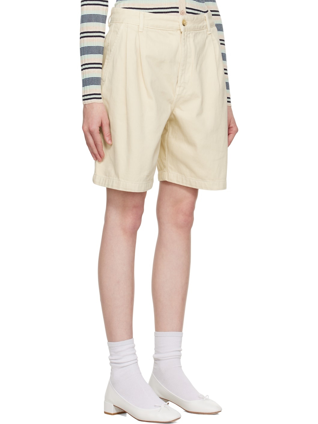 Off-White Casual Pleated Bermuda Denim Shorts - 2