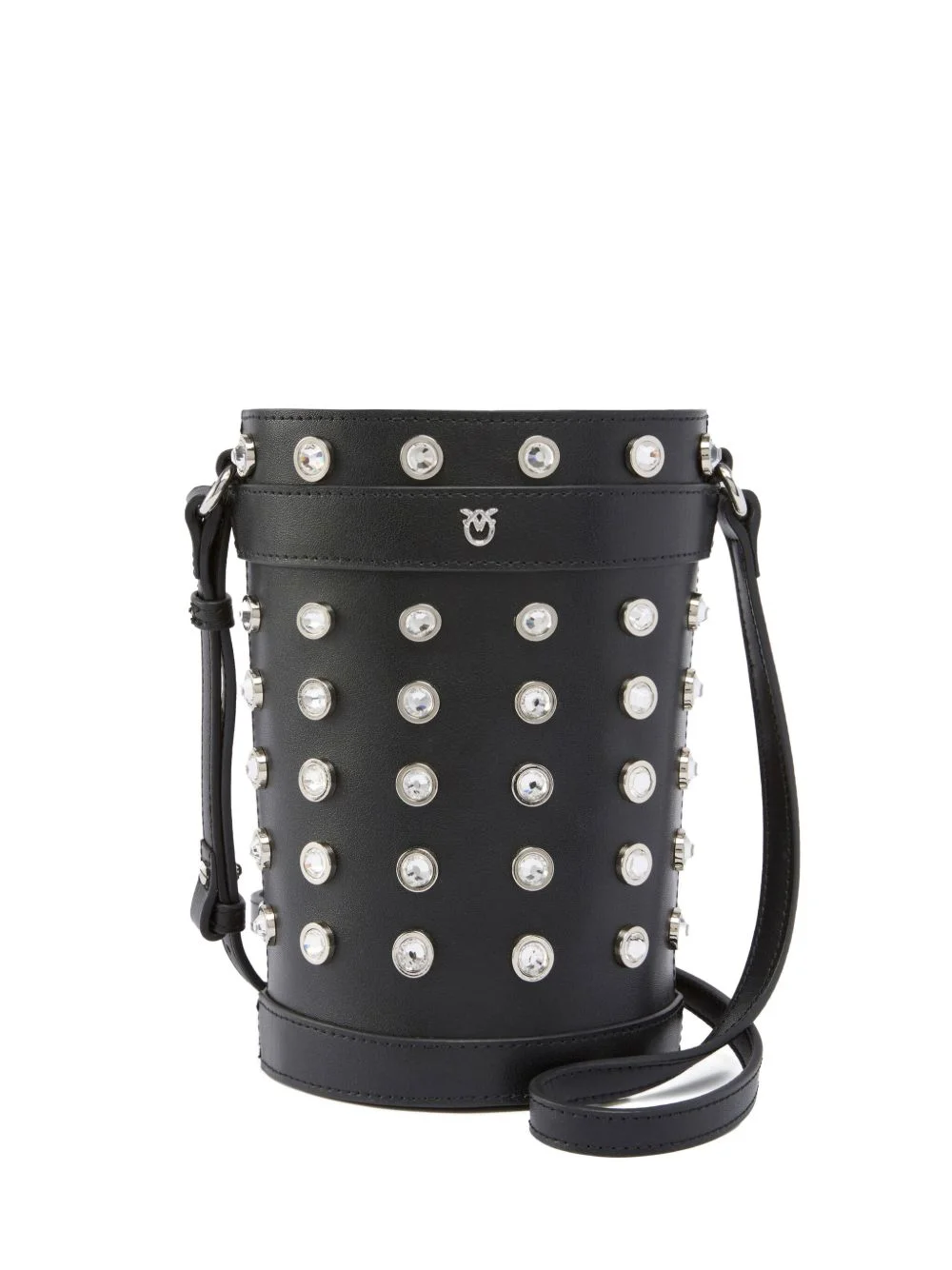 crystal-embellished leather bucket bag - 1