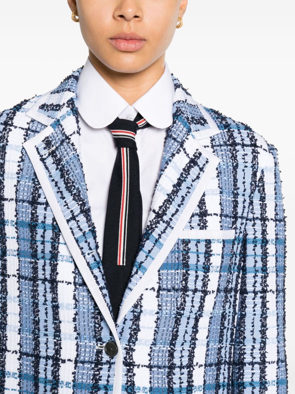 tartan-checked bouclÃ© blazer - 5