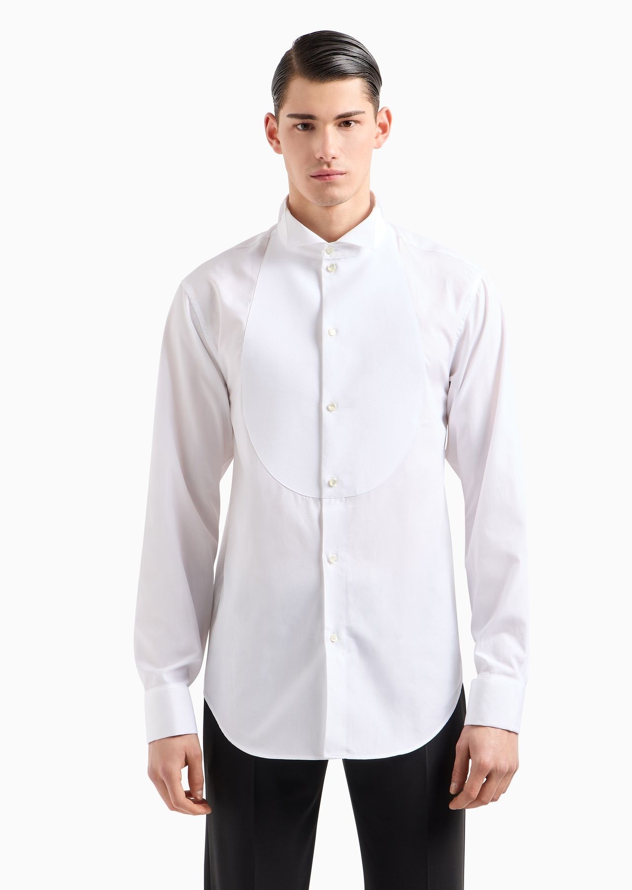 Poplin shirt with waffle plastron front - 2