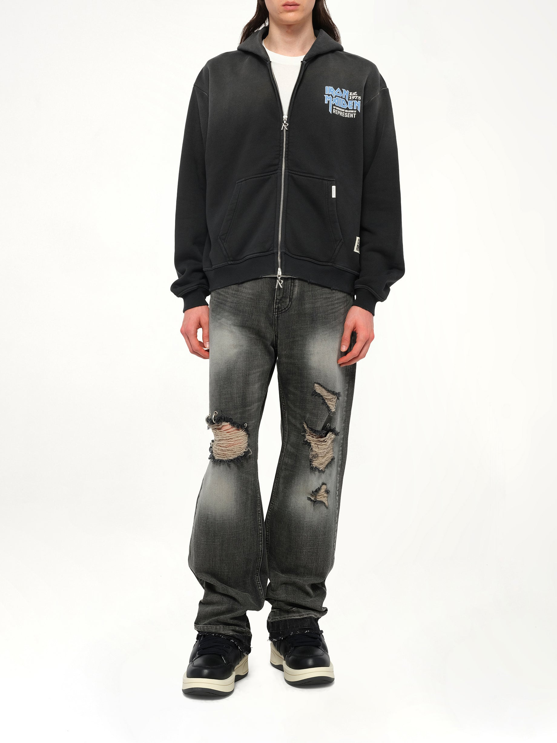 Iron Maiden Anniversary Hoodie in Stained Black - 4