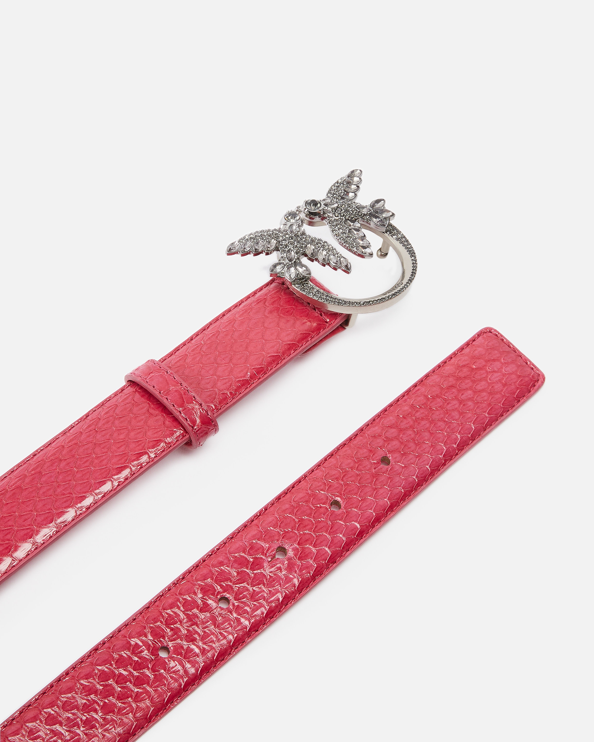 3CM GLOSSY PYTHON LEATHER BELT PINKO GALLERIA. - 3