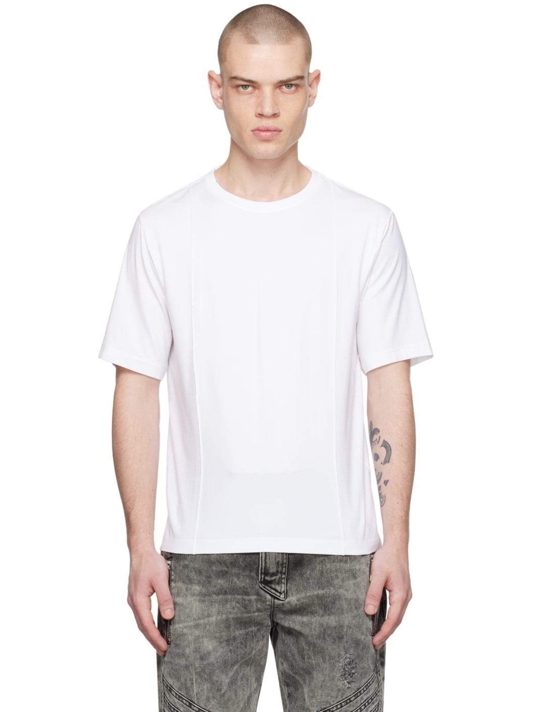 White Regular Creased T-Shirt - 1