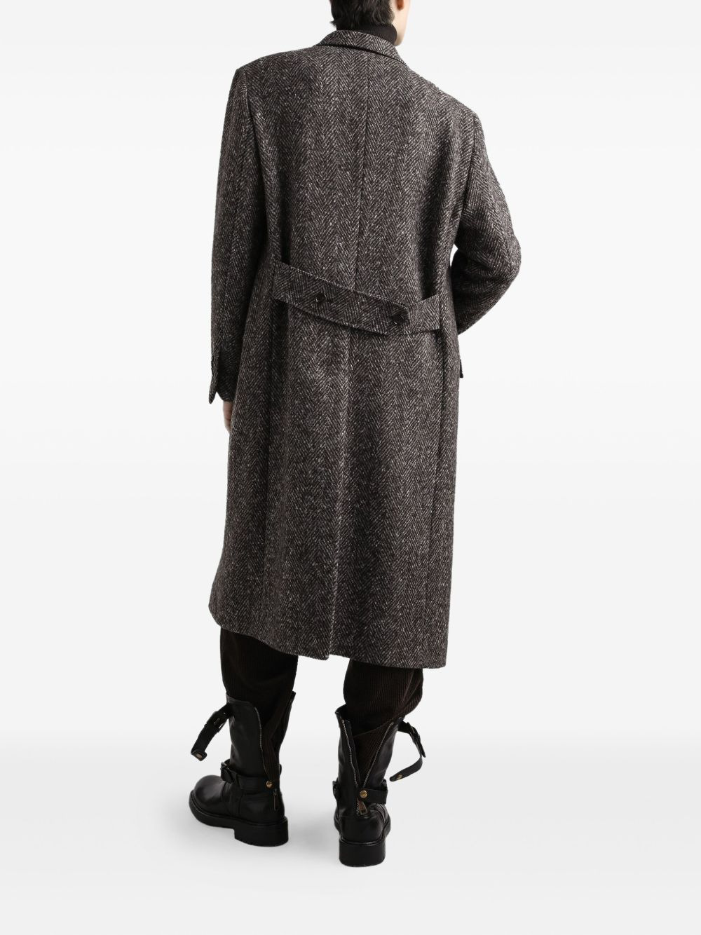herringbone double-breasted coat - 3