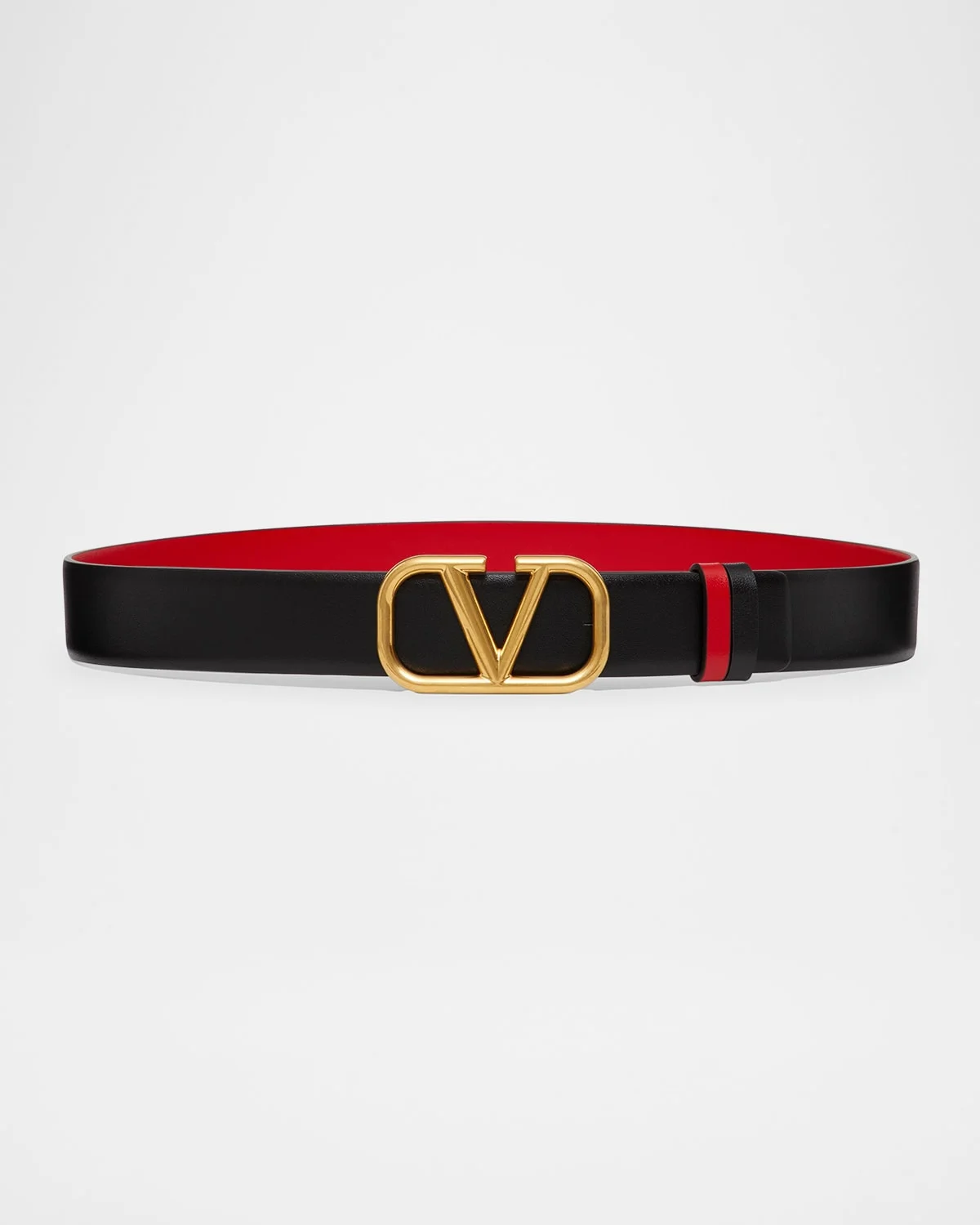V-Logo Reversible Leather Belt - 1