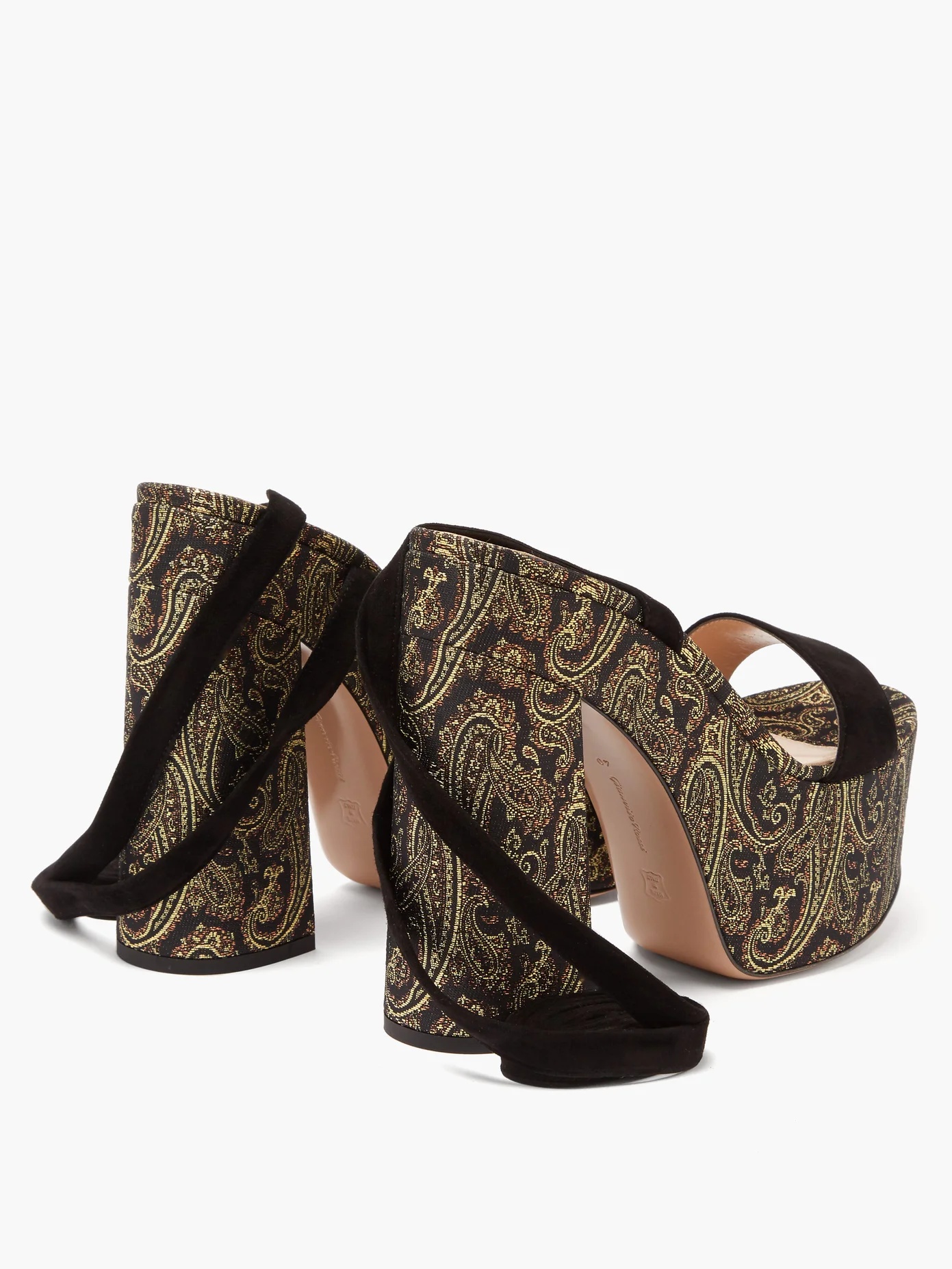 Ambra 85 paisley-brocade platform sandals - 4