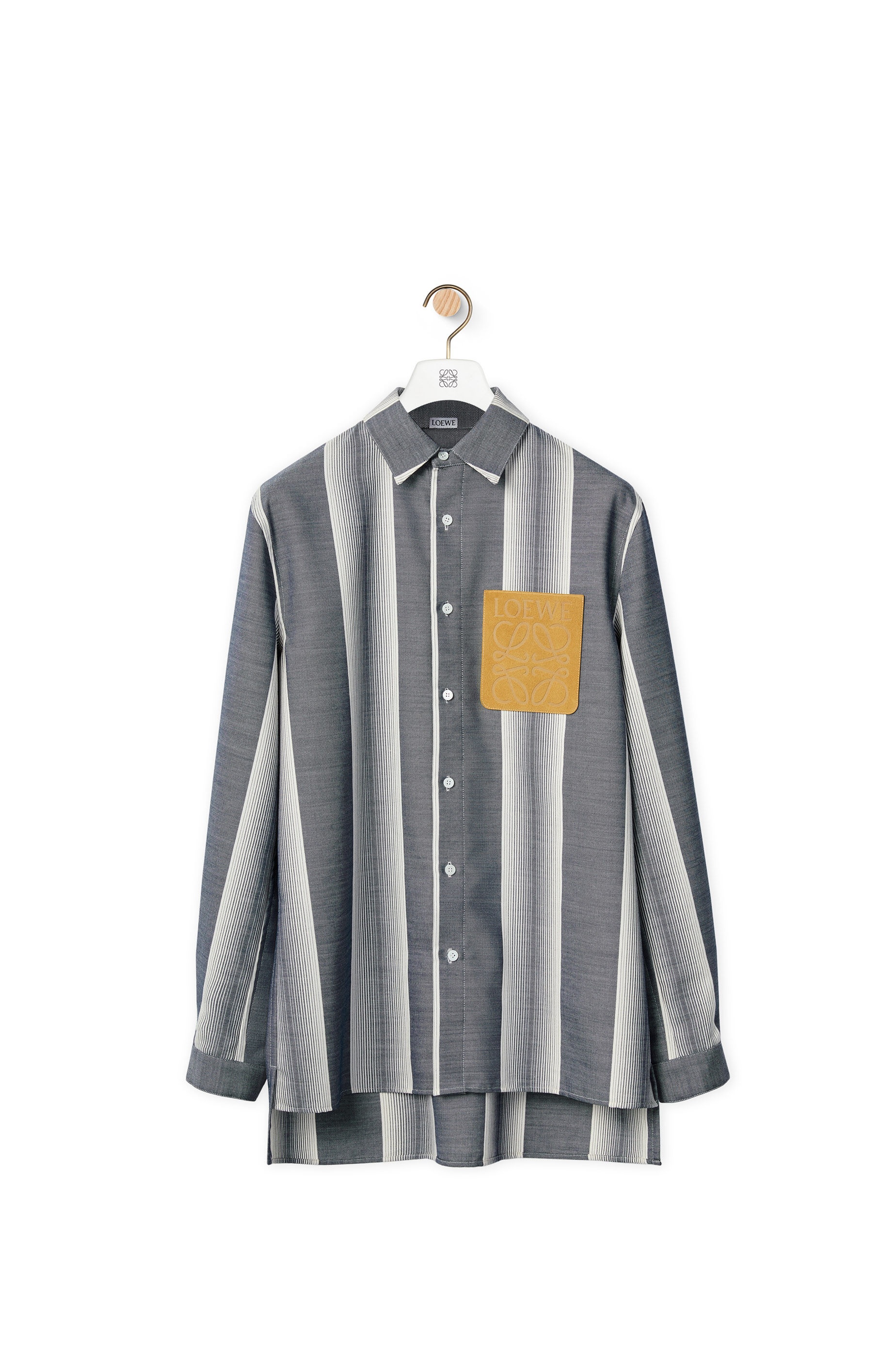 Stripe overshirt in wool and cotton - 1