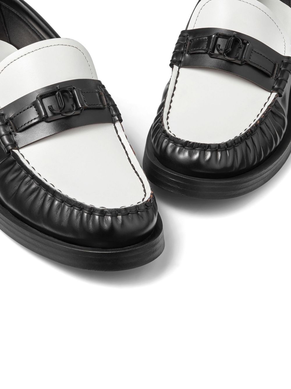 Addie logo-plaque leather loafers - 5