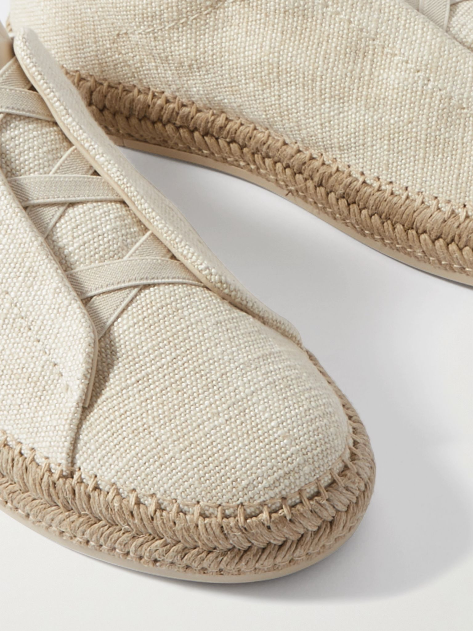 Triple Stitch™ Leather-Trimmed Canvas Slip-On Sneakers Off-white - 6