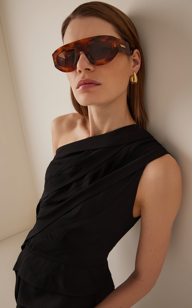 Bottega Veneta Flat Acetate Sunglasses brown outlook