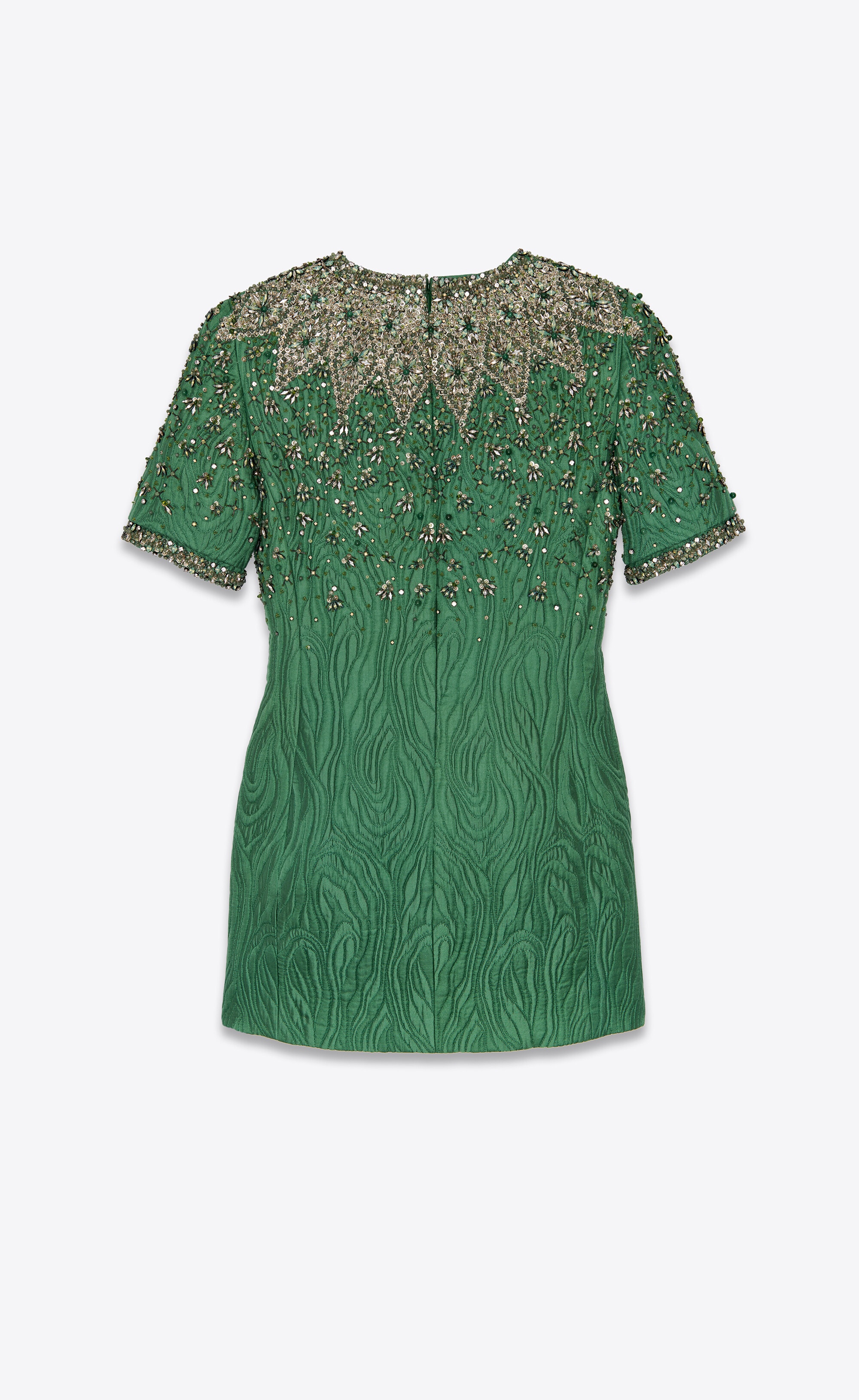 mini dress in embroidered moiré brocade - 3