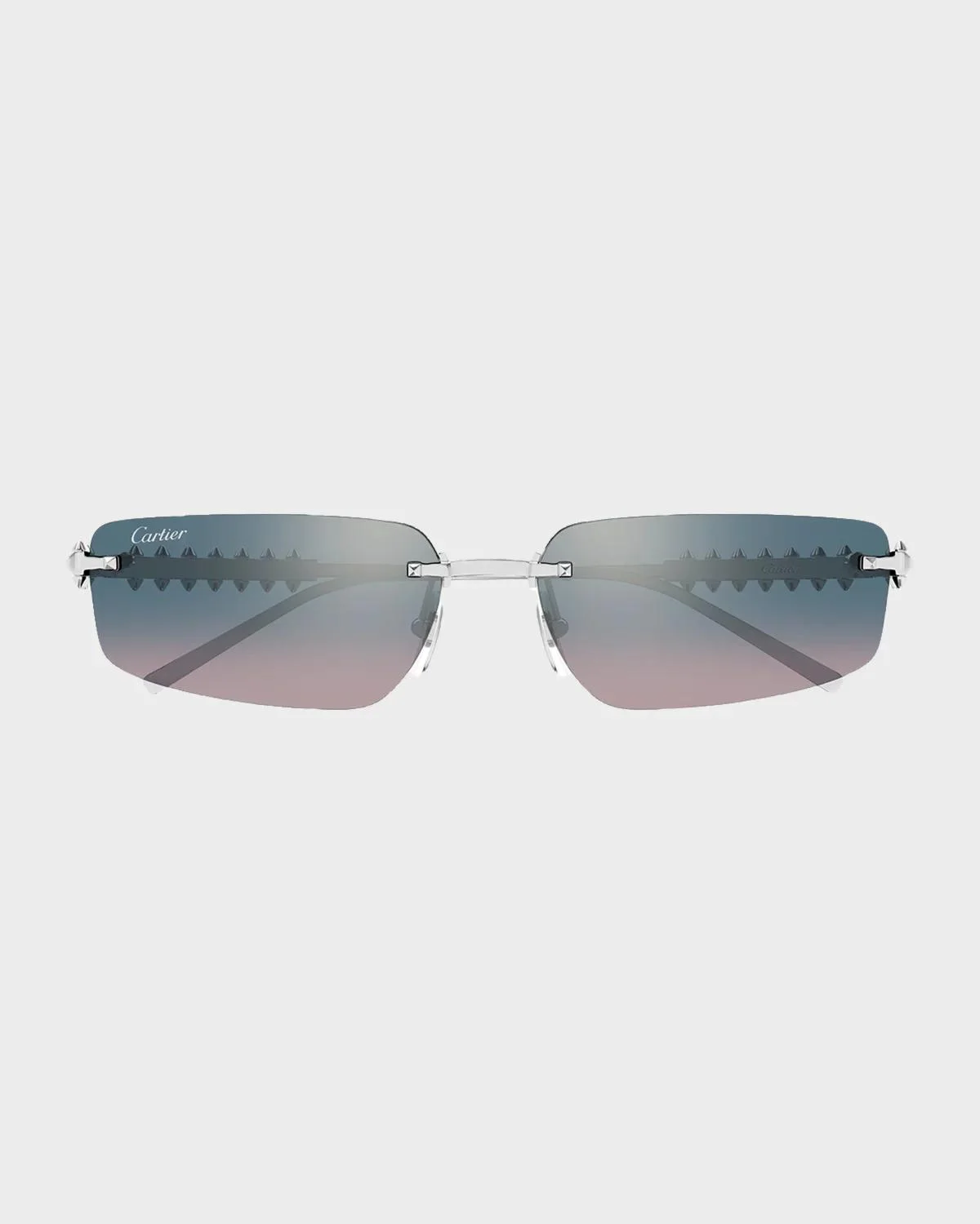 Men's Studded Titanium and Nylon Rectangle Sunglasses - 1