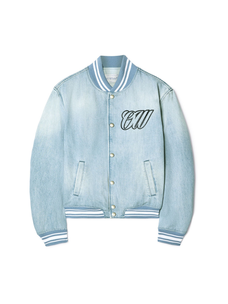 Light Blue Denim Varsity Jacket 1