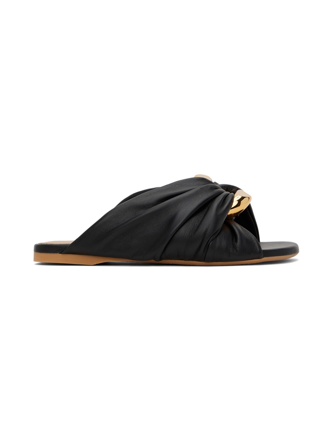 Black Corner Leather Sandals - 1
