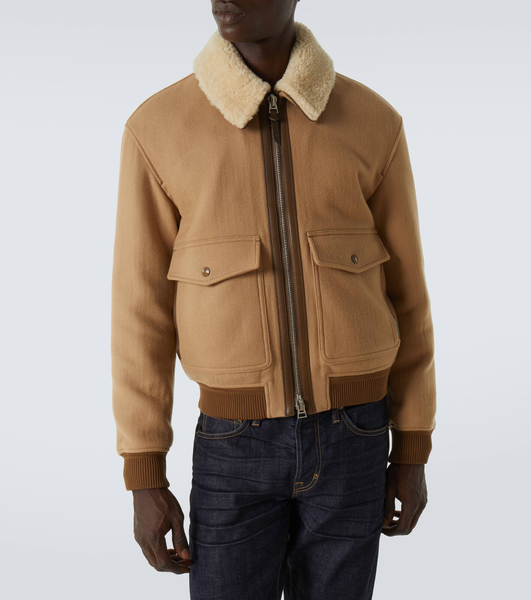 Shearling-trimmed virgin wool blouson - 3