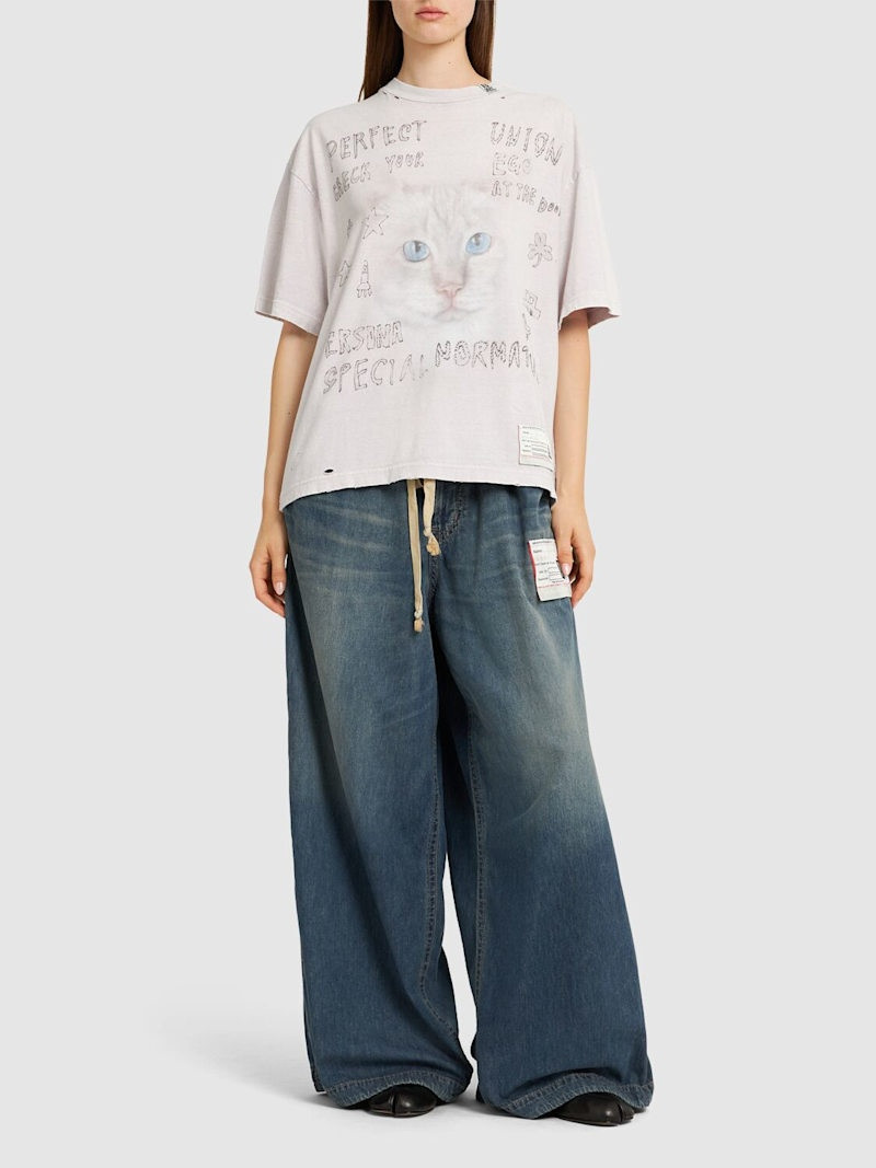 Maison MIHARAYASUHIRO Cat bleached cotton t-shirt outlook