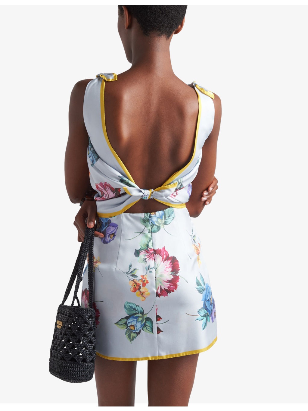 Floral-print plunge-neck silk mini dress - 4