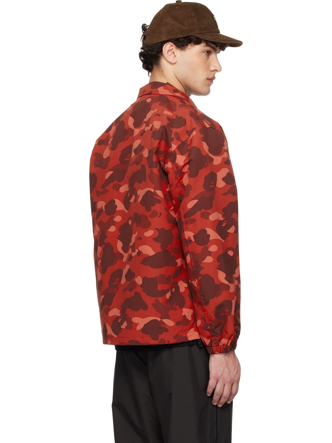 Red Color Camo One Point Coach Jacket - 3