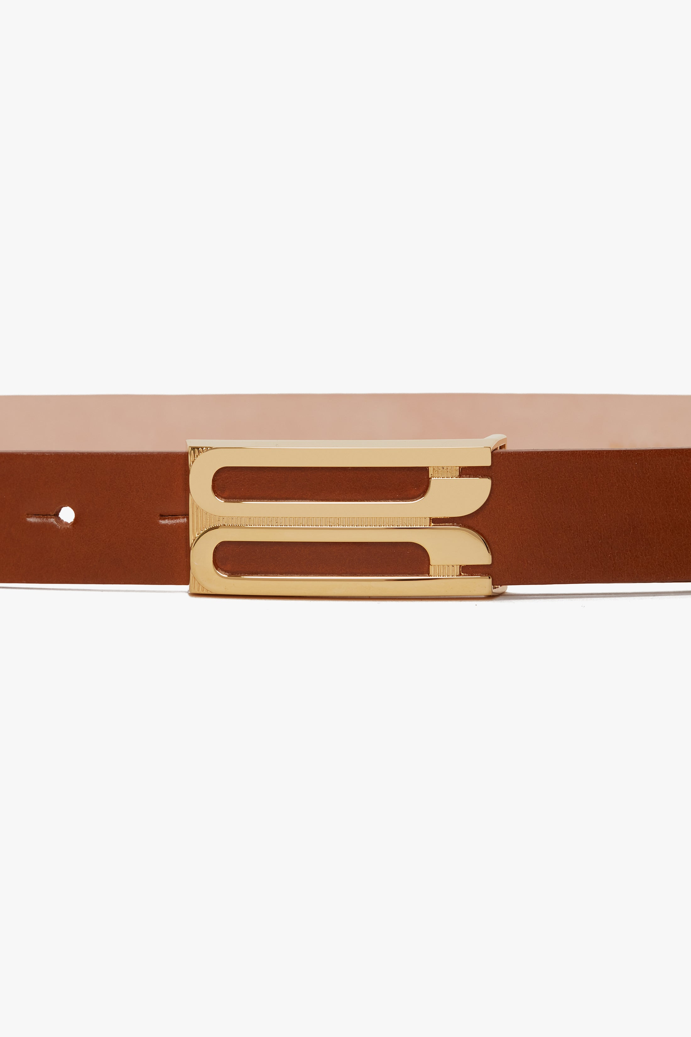 Frame Belt In Tan Glossed Leather - 4
