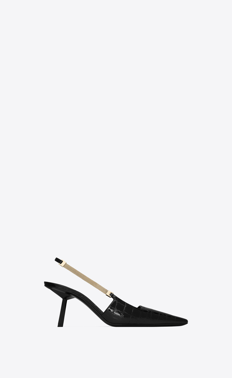 blake slingback pumps in crocodile-embossed leather - 1