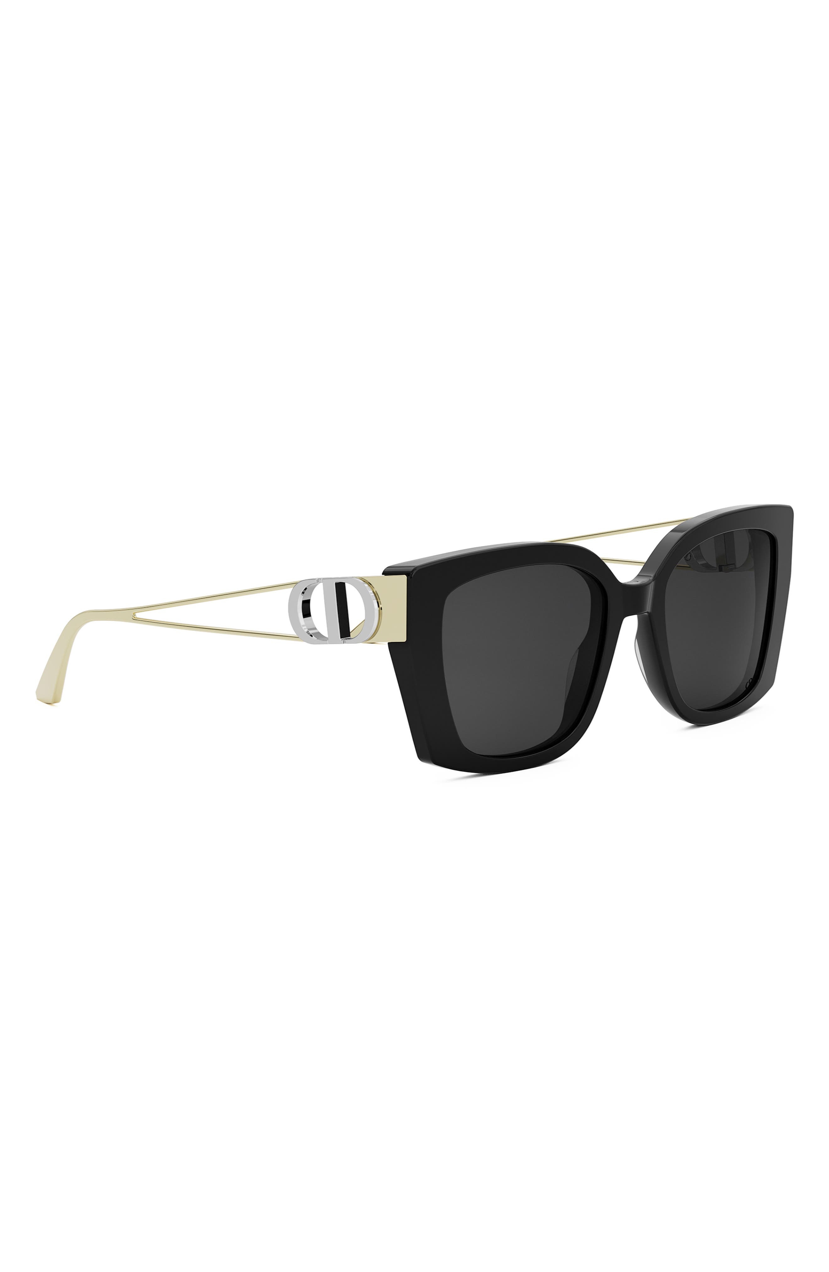 DIOR 30Montaigne S13I 53mm Square Sunglasses in Shiny Black /Smoke at Nordstrom - 4