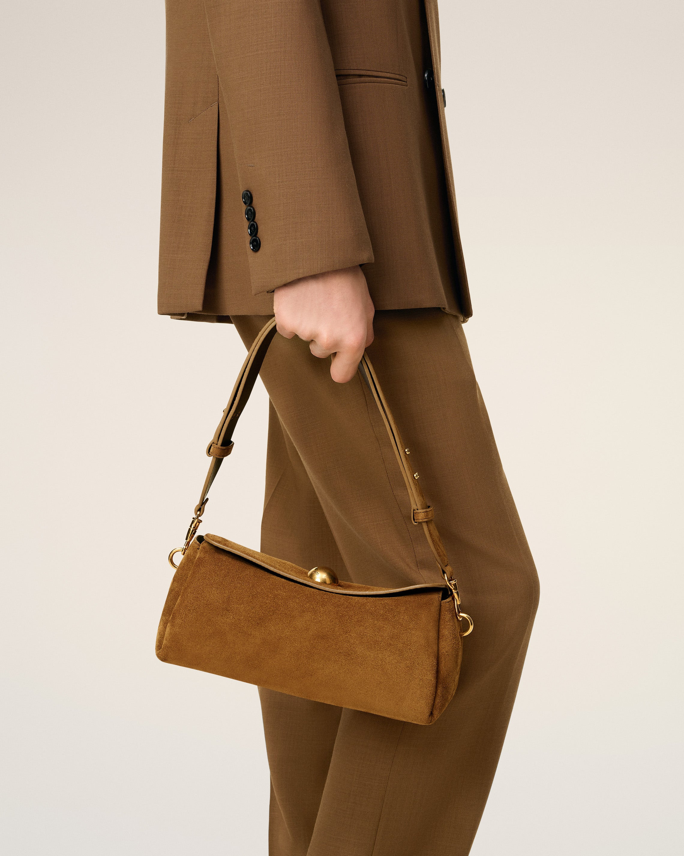 BROWN SUEDE LEATHER CARROUSEL BAG - 2
