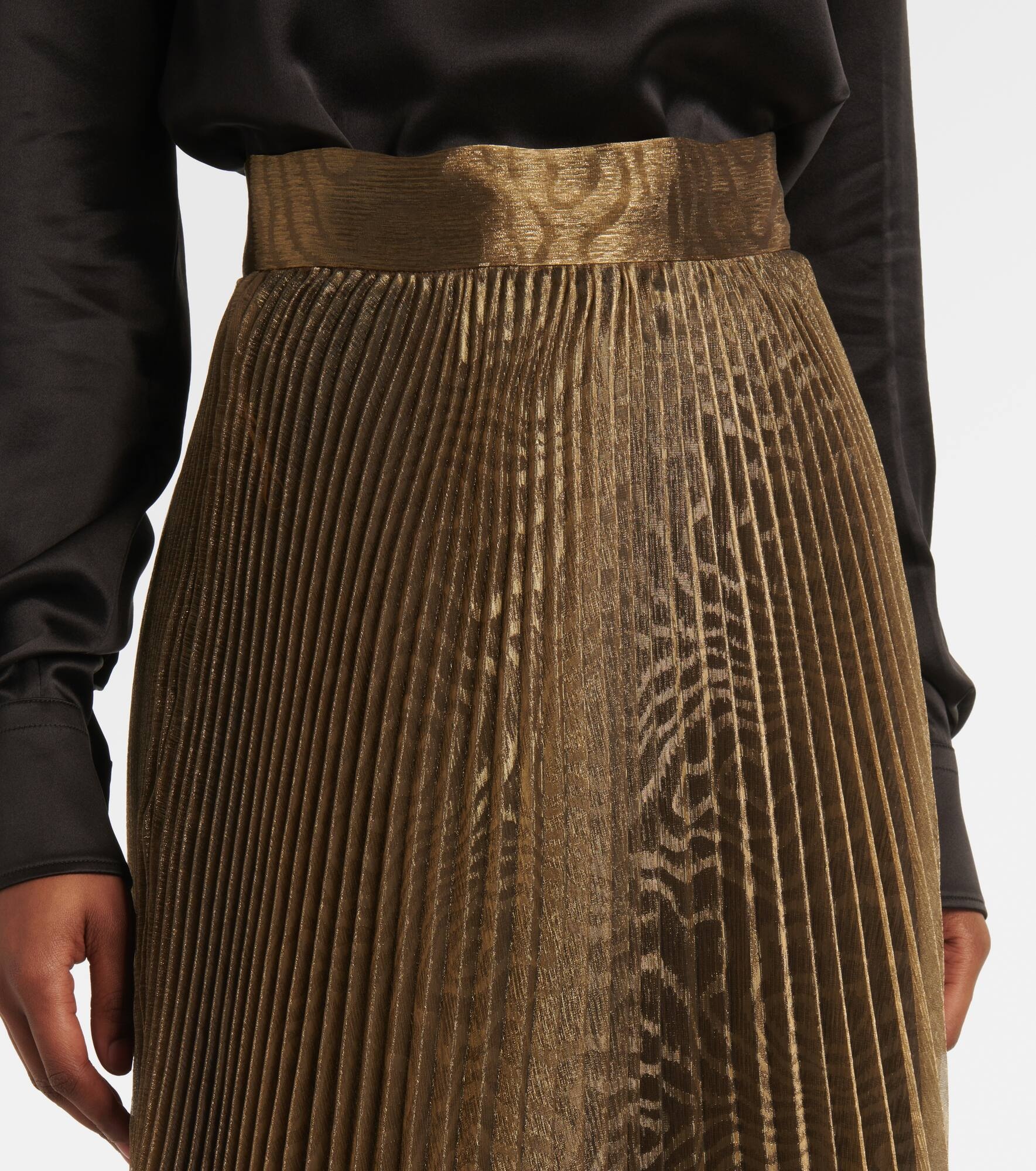 Jacquard plissé midi skirt - 4