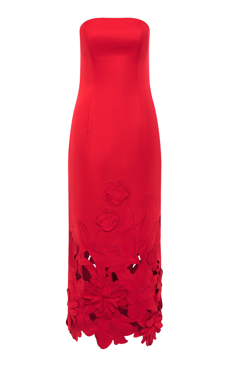 Rayna Appliquéd Crepe Maxi Dress red 1