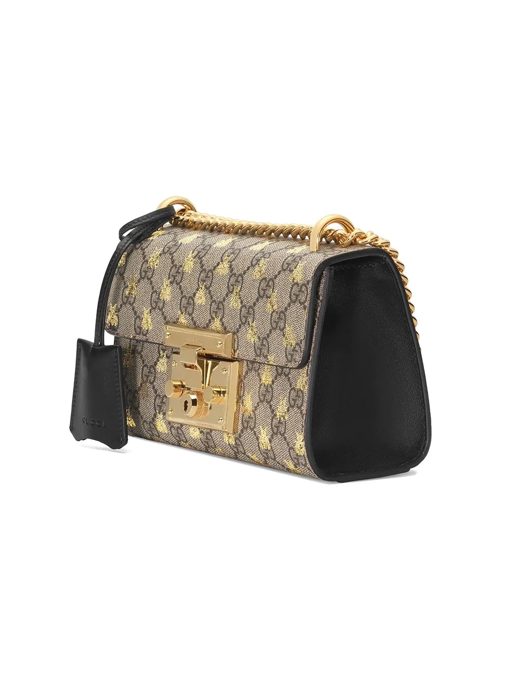 Gold GG bees padlock Small shoulder bag - 3