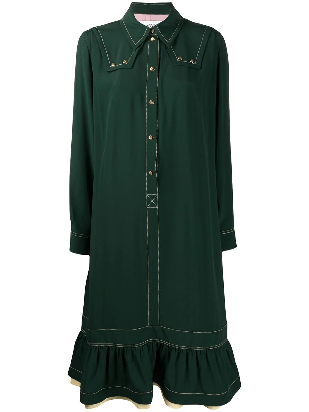 gathered shirt dress - 1