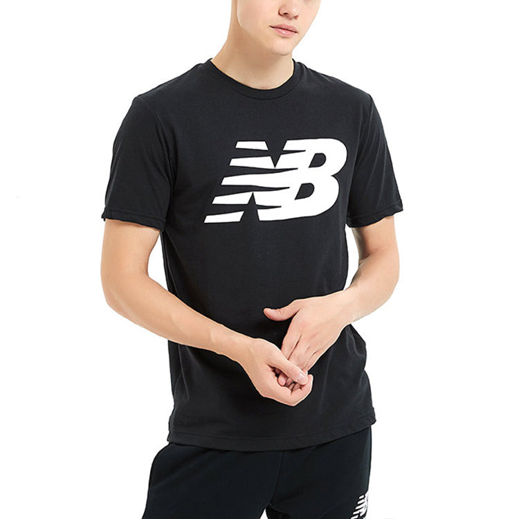 New Balance Men's New Balance Knit Breathable Athleisure Casual Sports LOGO Printing Short Sleeve Bl - 4
