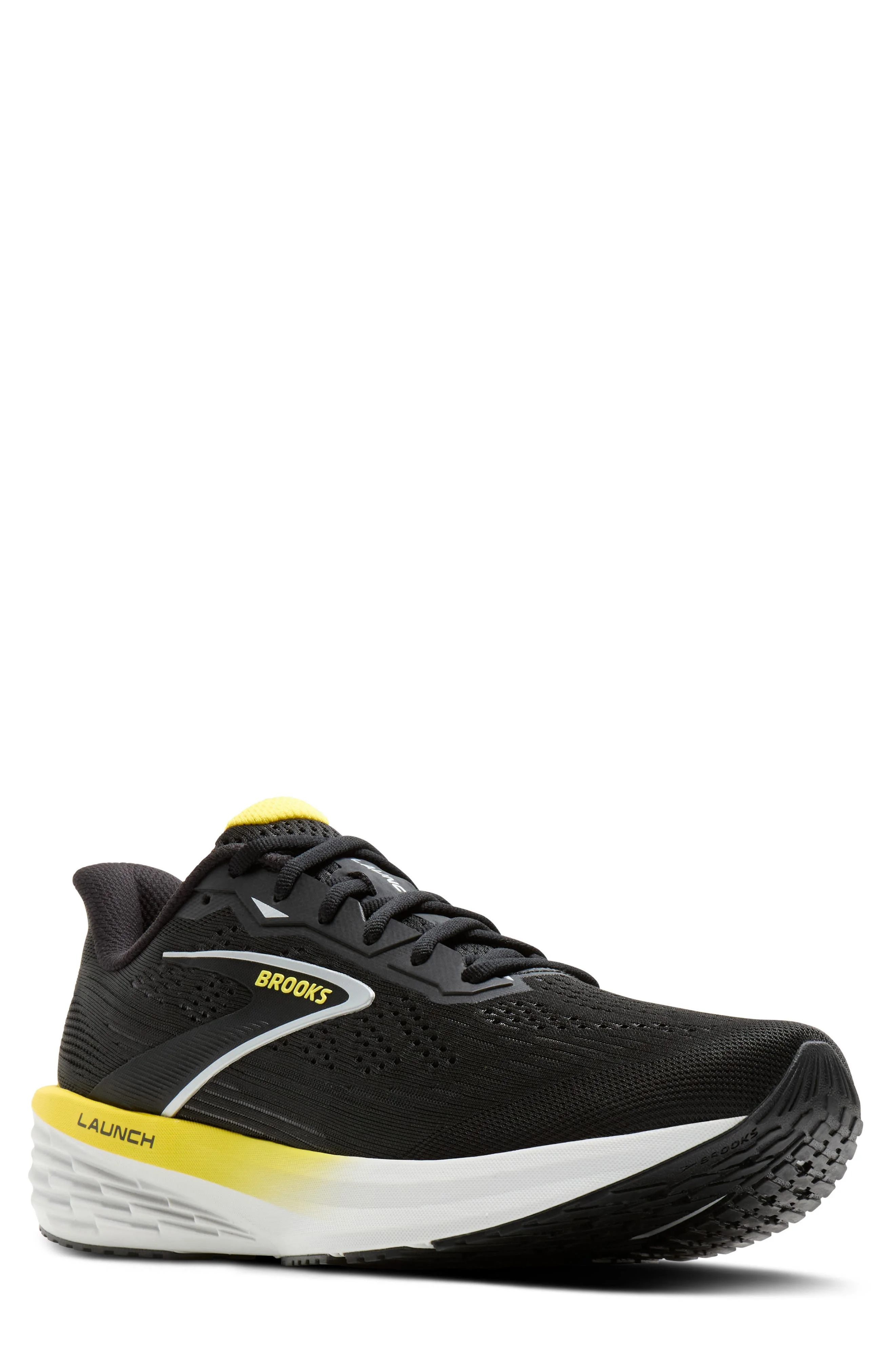 Brooks Launch 12 Running Sneaker in Black/Cyber Yellow/Oyster at Nordstrom - 1