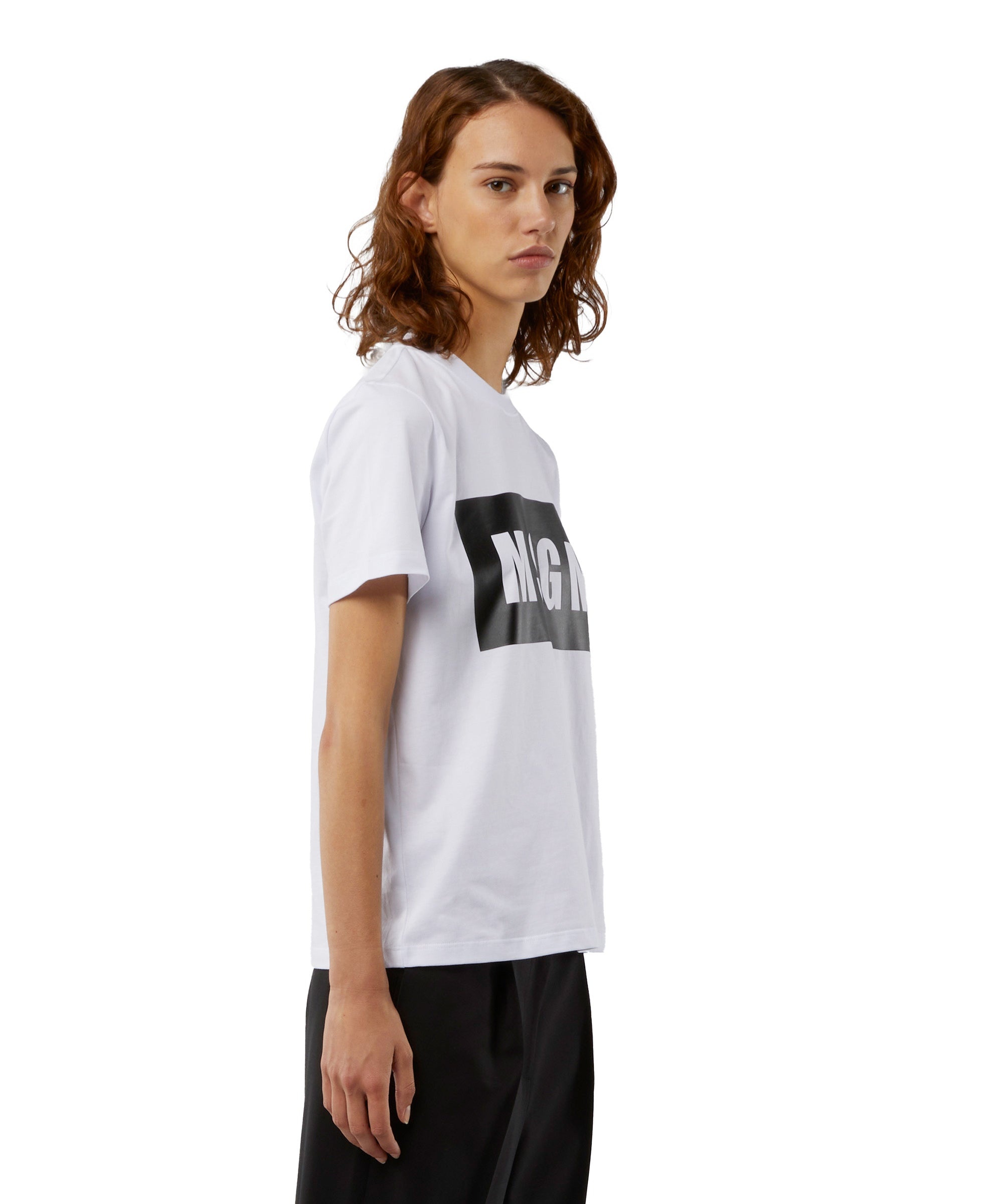 Crew neck T-shirt with MSGM box logo - 4