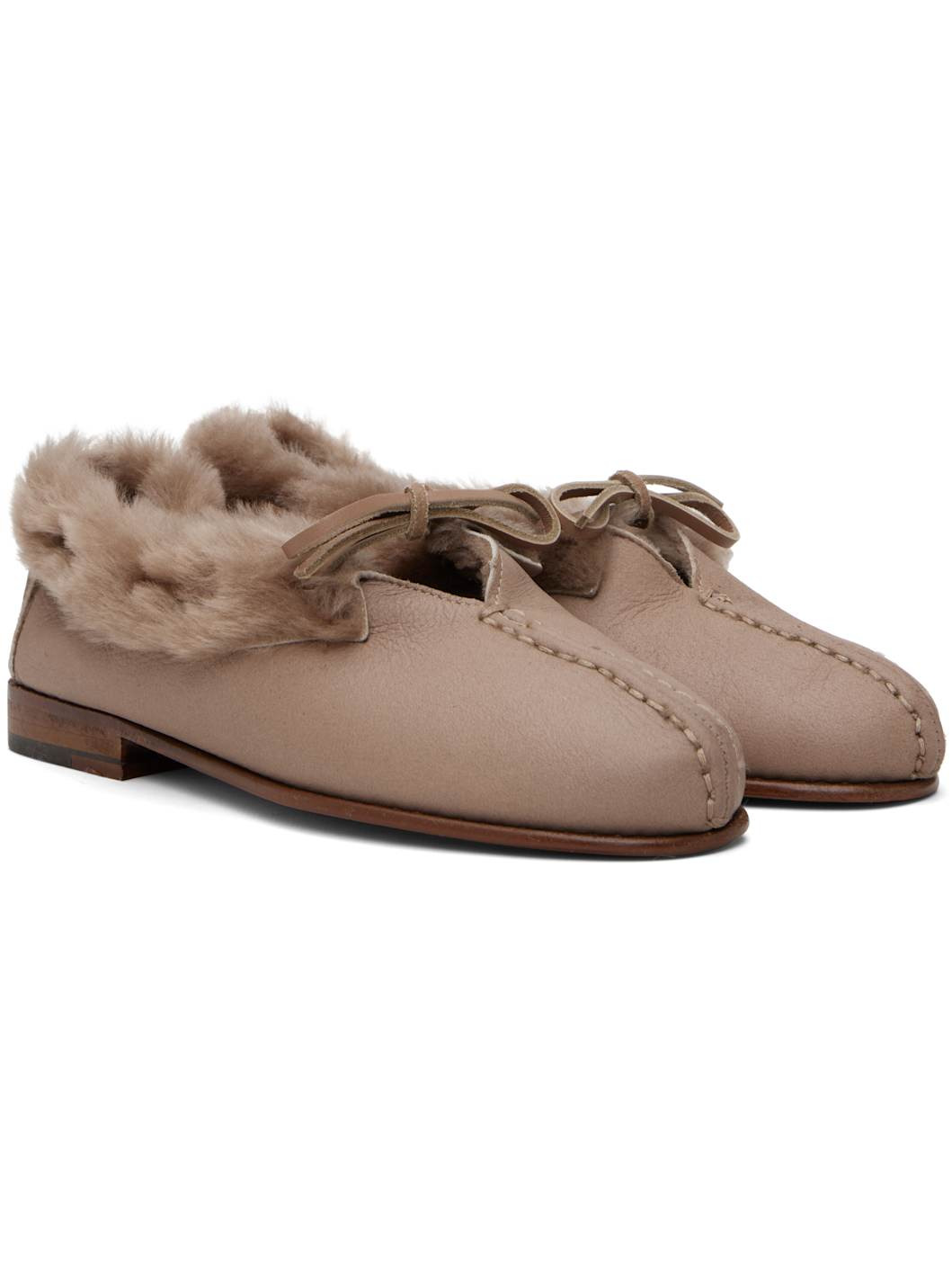 Taupe Tilla Shearling Loafers - 4
