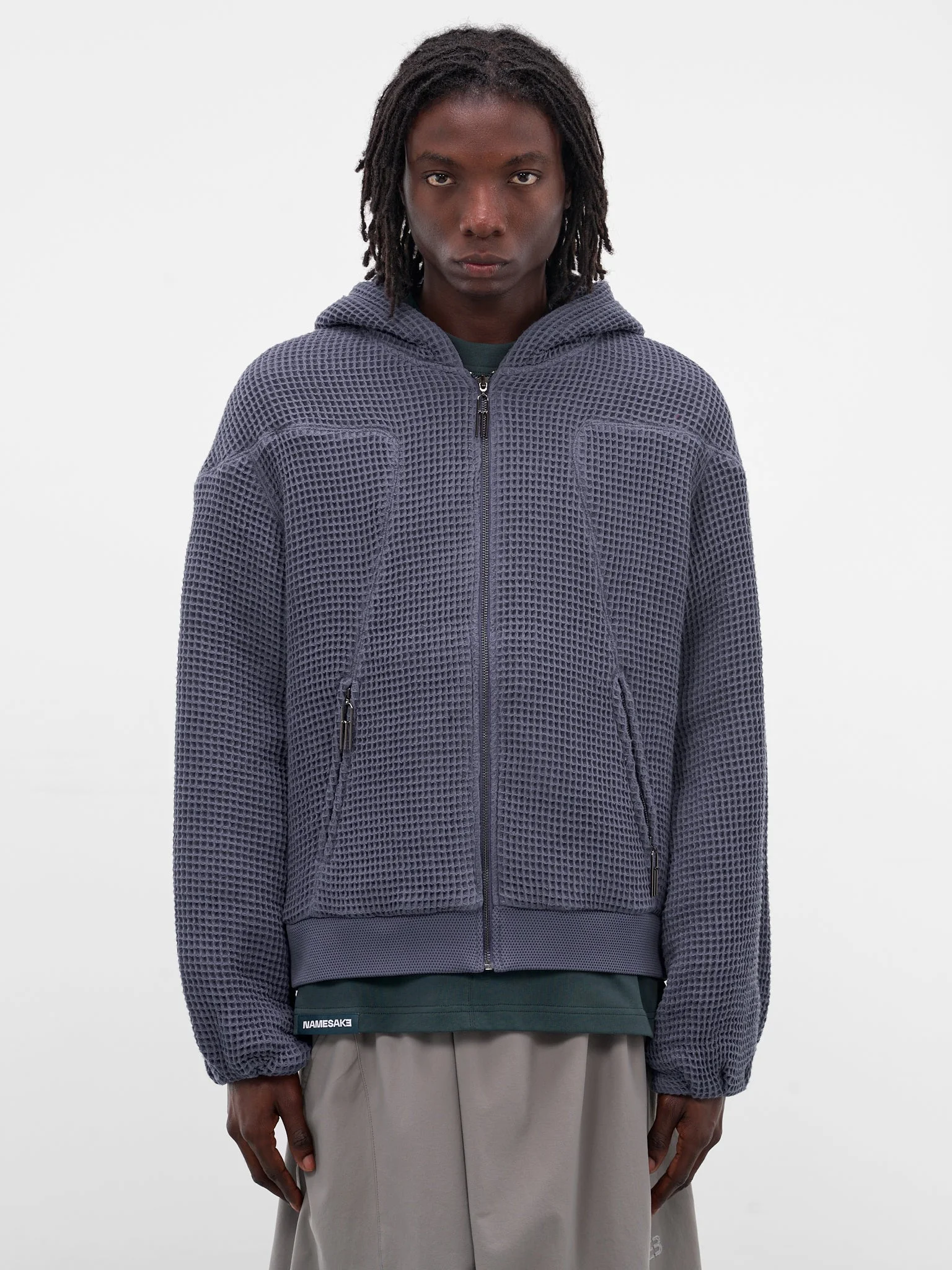 Earl Blue Waffle Knit Hoodie - 1