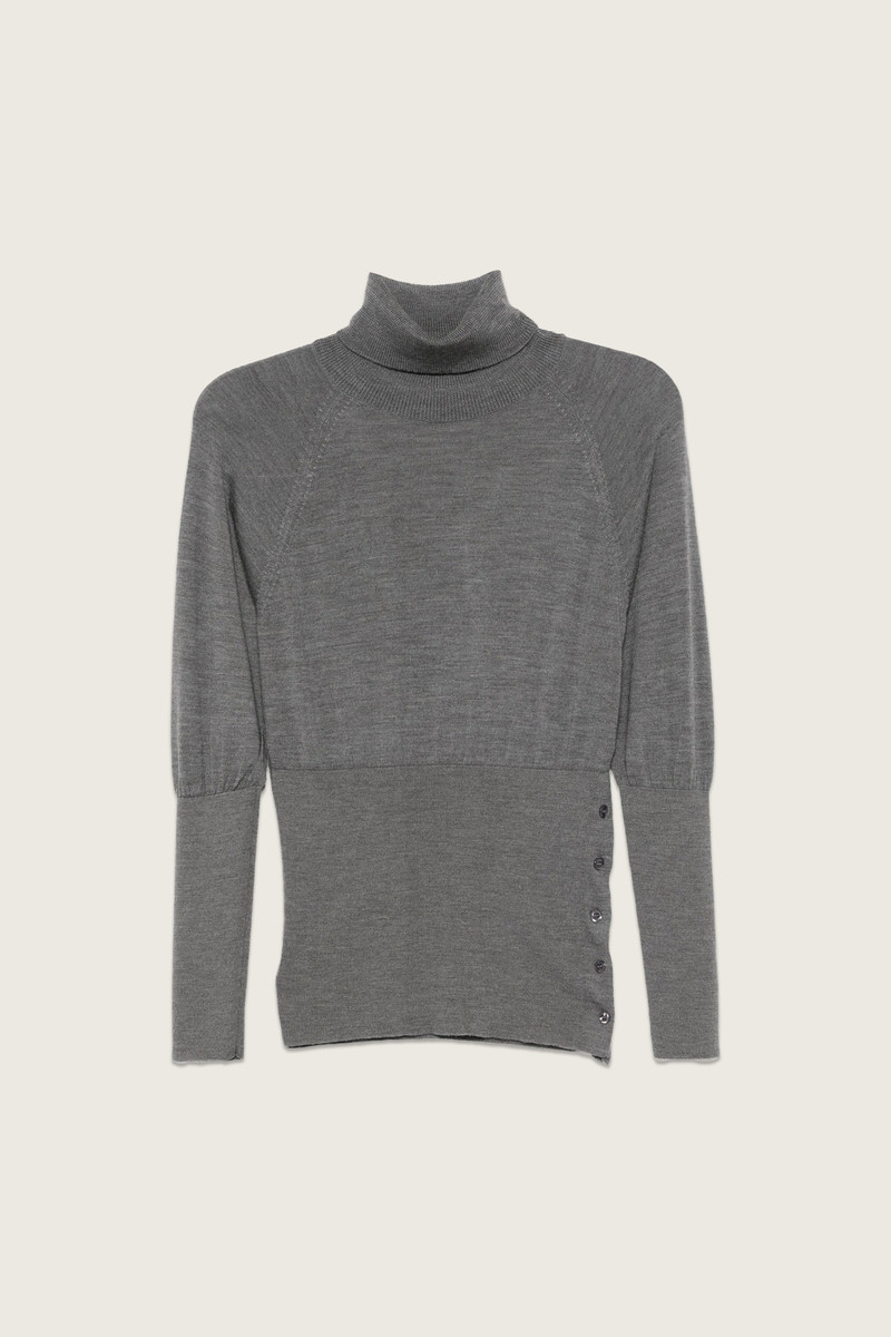 Fitted High Neck Button Placket Jumper 1