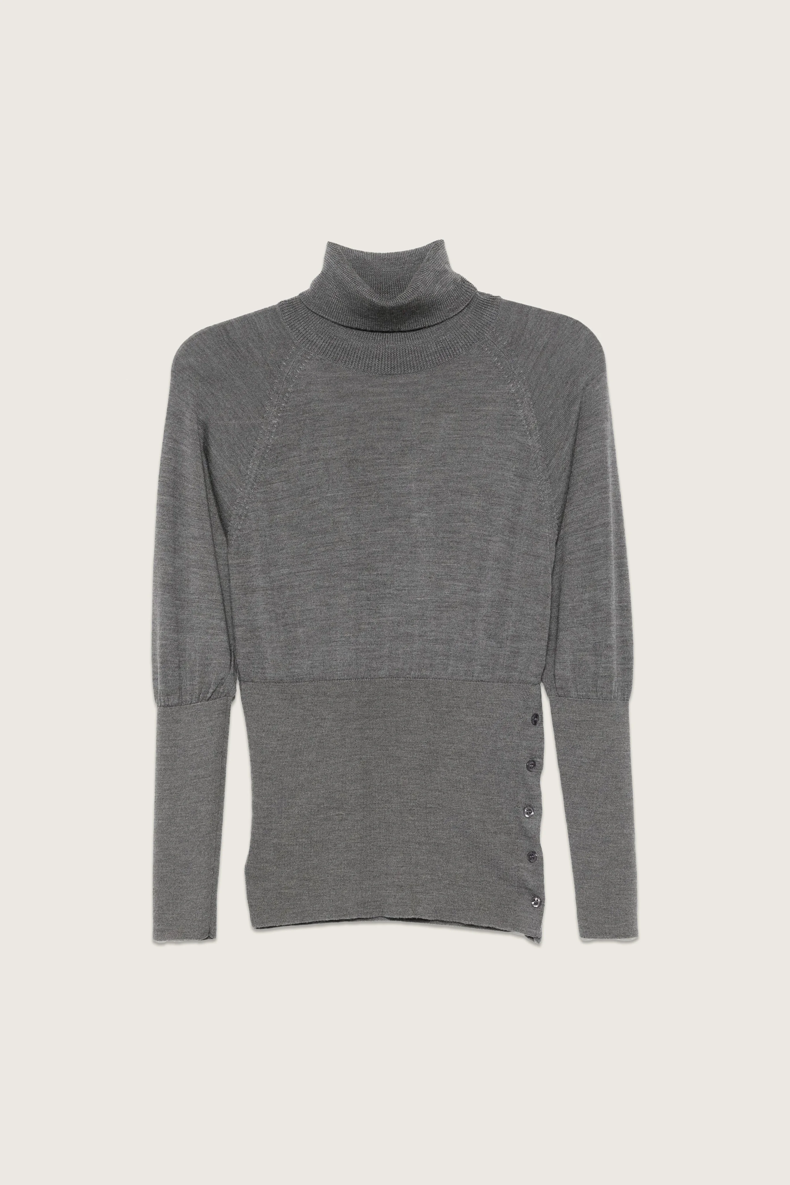 Fitted High Neck Button Placket Jumper - 1