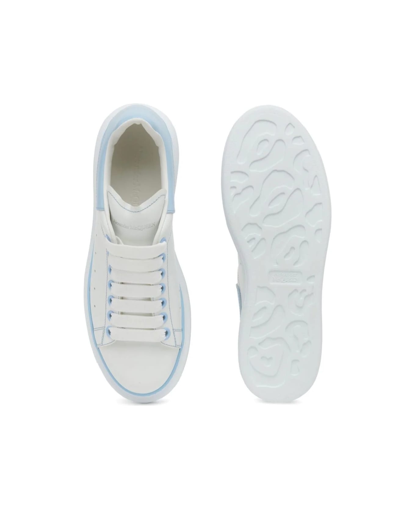 White Oversized Sneakers With Powder Blue Details - 5